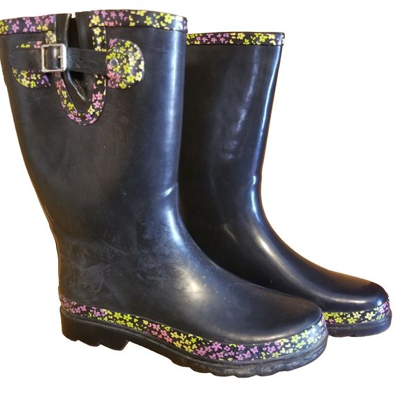 Western Chief Shoes - Western Chief Rain Muck Boots Women Sz 10 Black Waterproof Mid Calf
